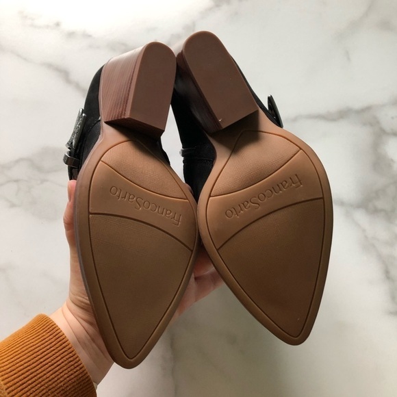 Franco Sarto Granton Block Heel Buckle Black Bootie Size 7 - Picture 7 of 8